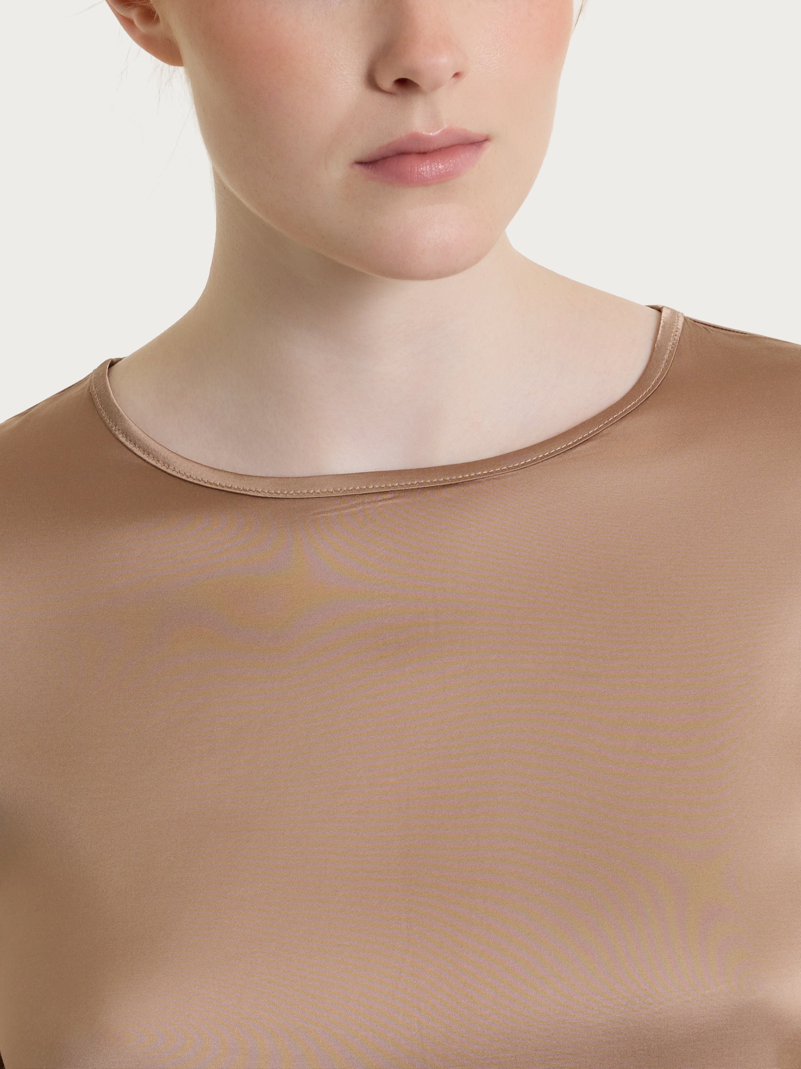 Ragno Stretch Satin blusa manica 3/4 Warm Taupe viscosa