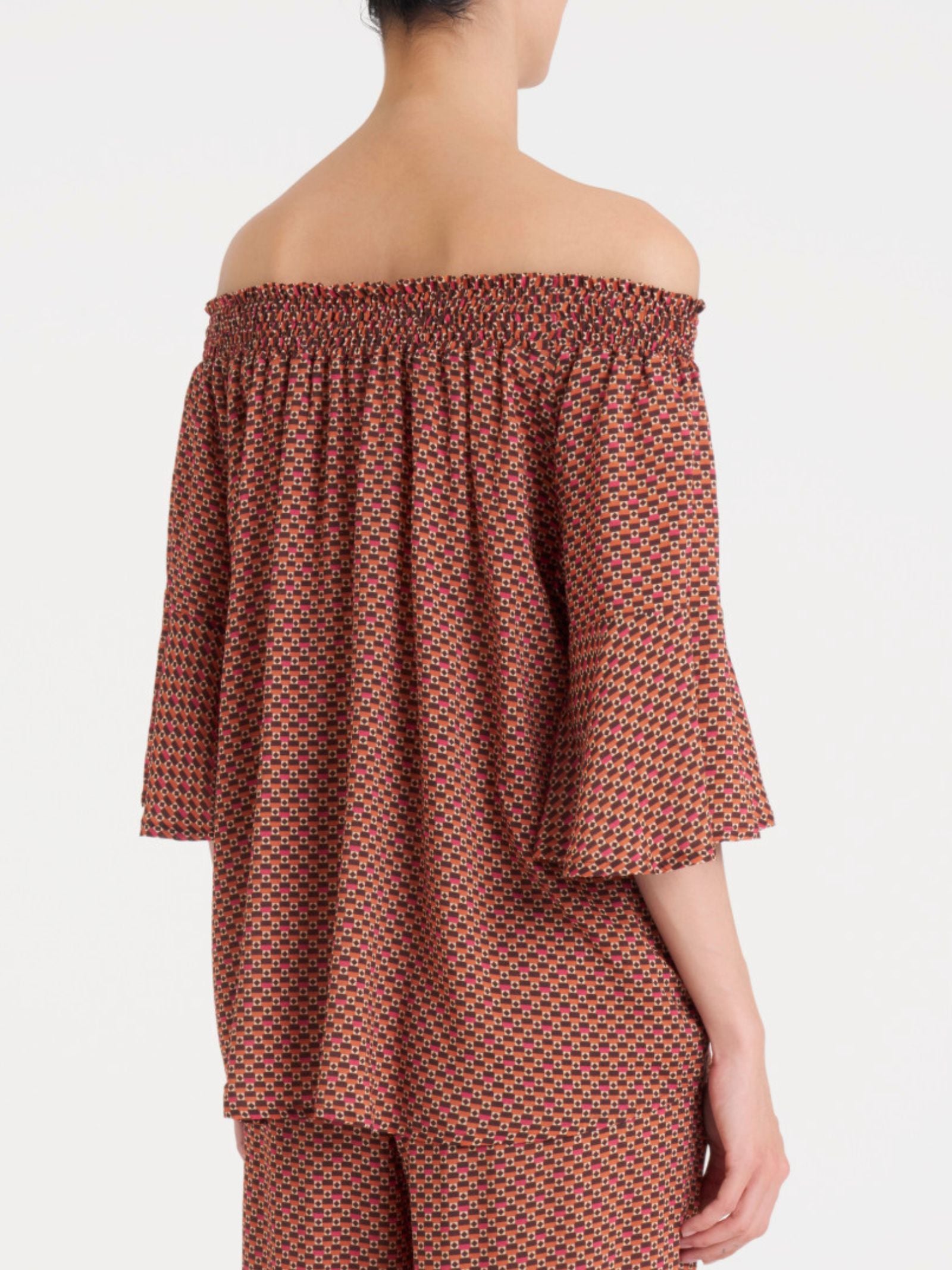 Ragno EcoSeta Maxi T-shirt maglietta Spice Route collo smock