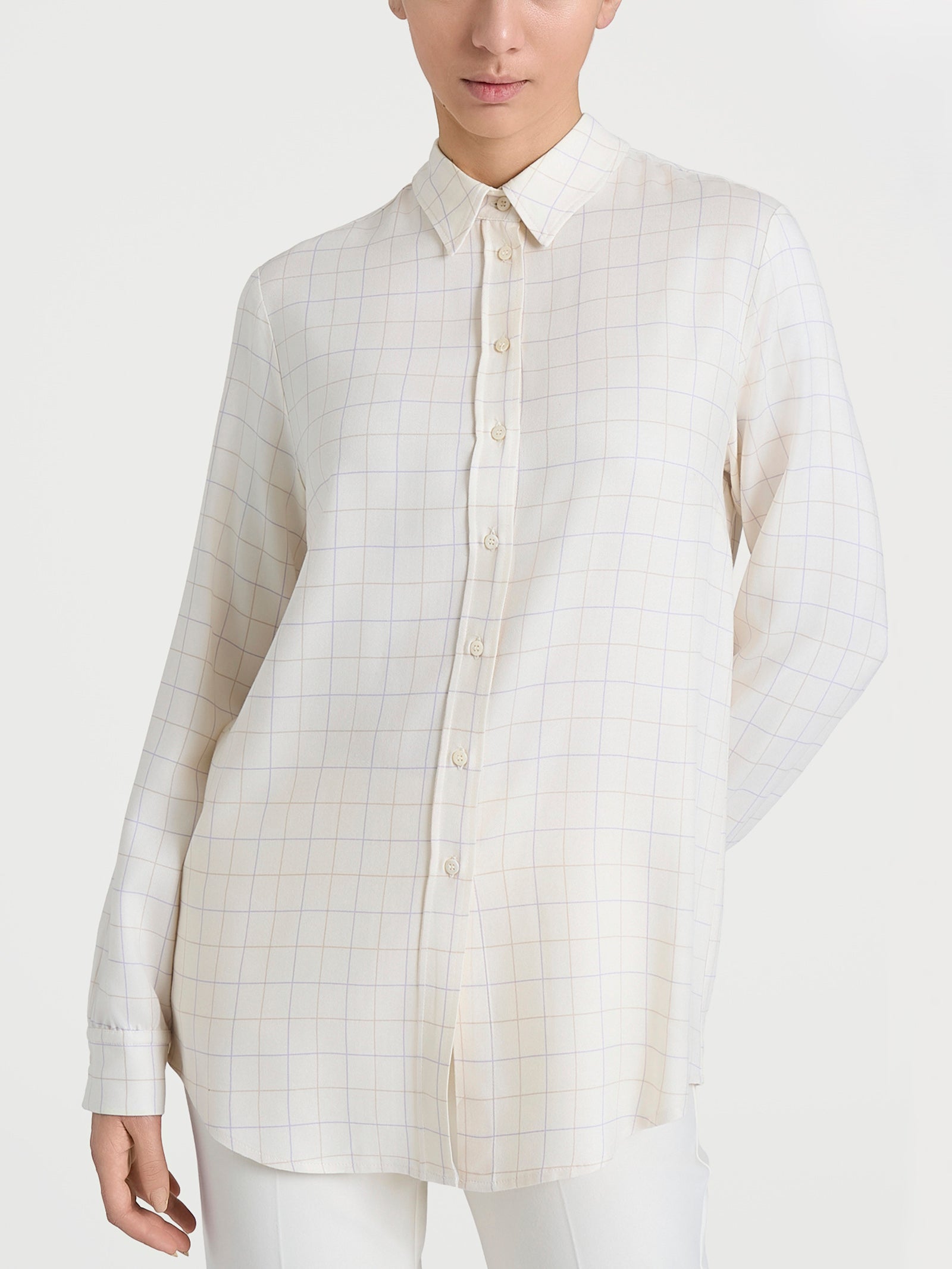 Ragno Camicia Check Avorio Donna Manica Lunga Winter Ecoseta