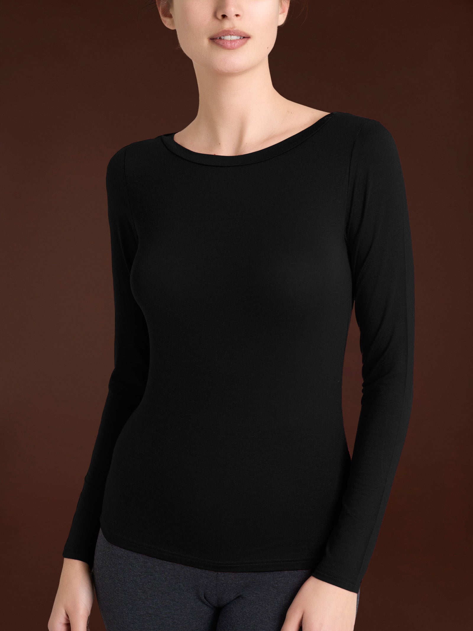 Ragno Tenderwool Maglietta Scollo a Barchetta Nero misto lana