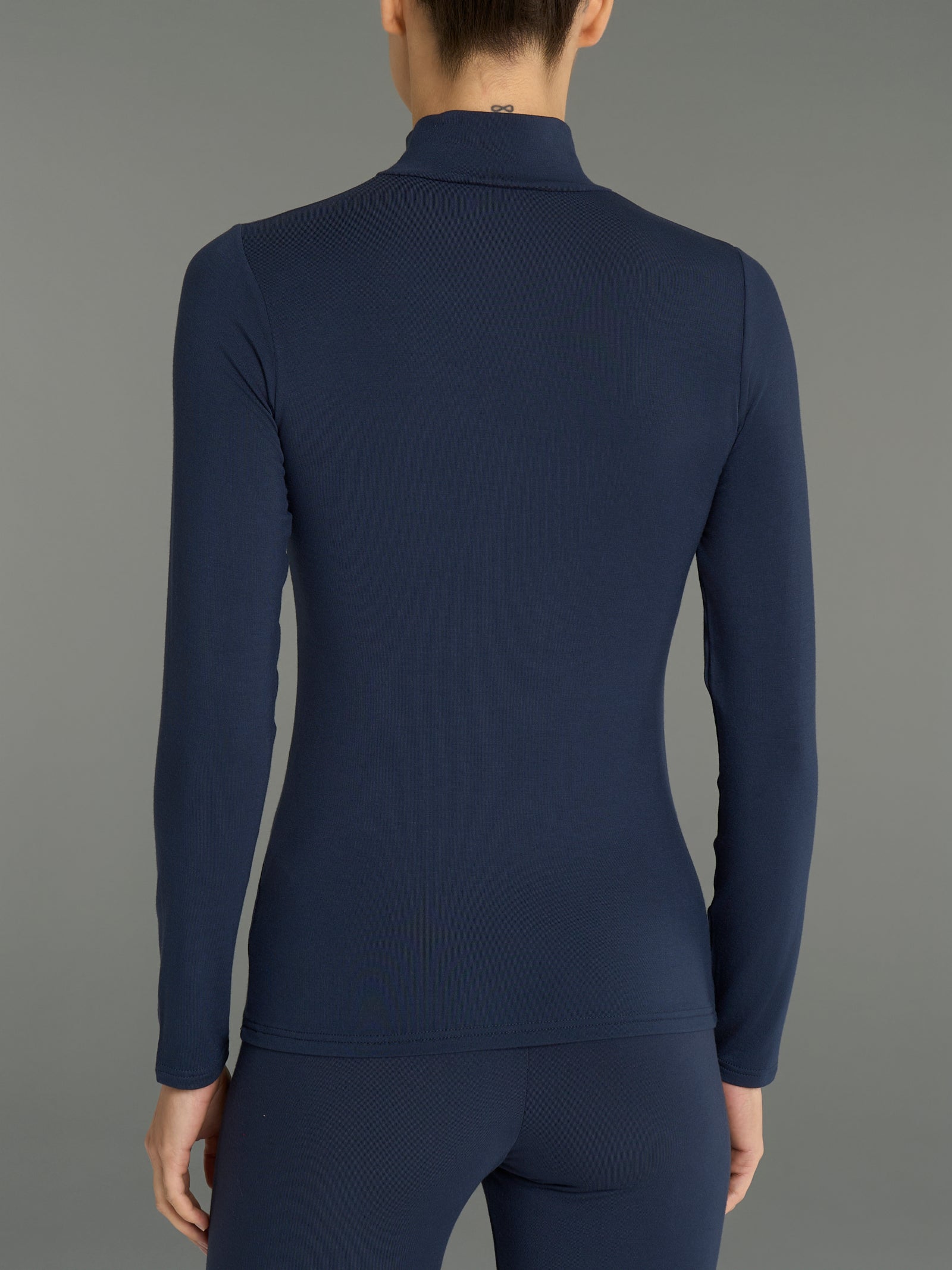 Ragno Eco Viscosa maglia lupetto blu manica lunga skinny