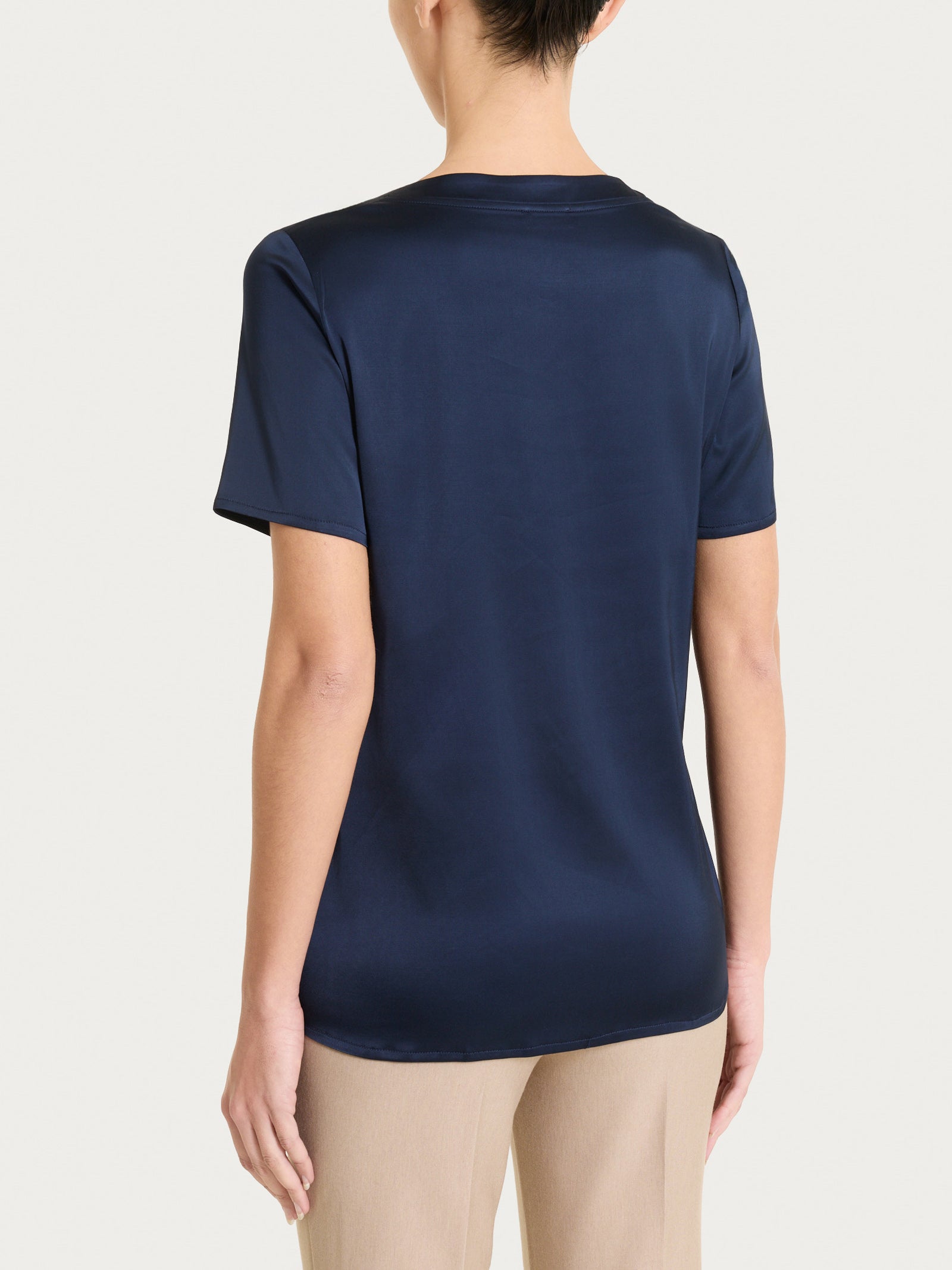 Ragno Stretch Satin maglietta manica corta Bleu viscosa
