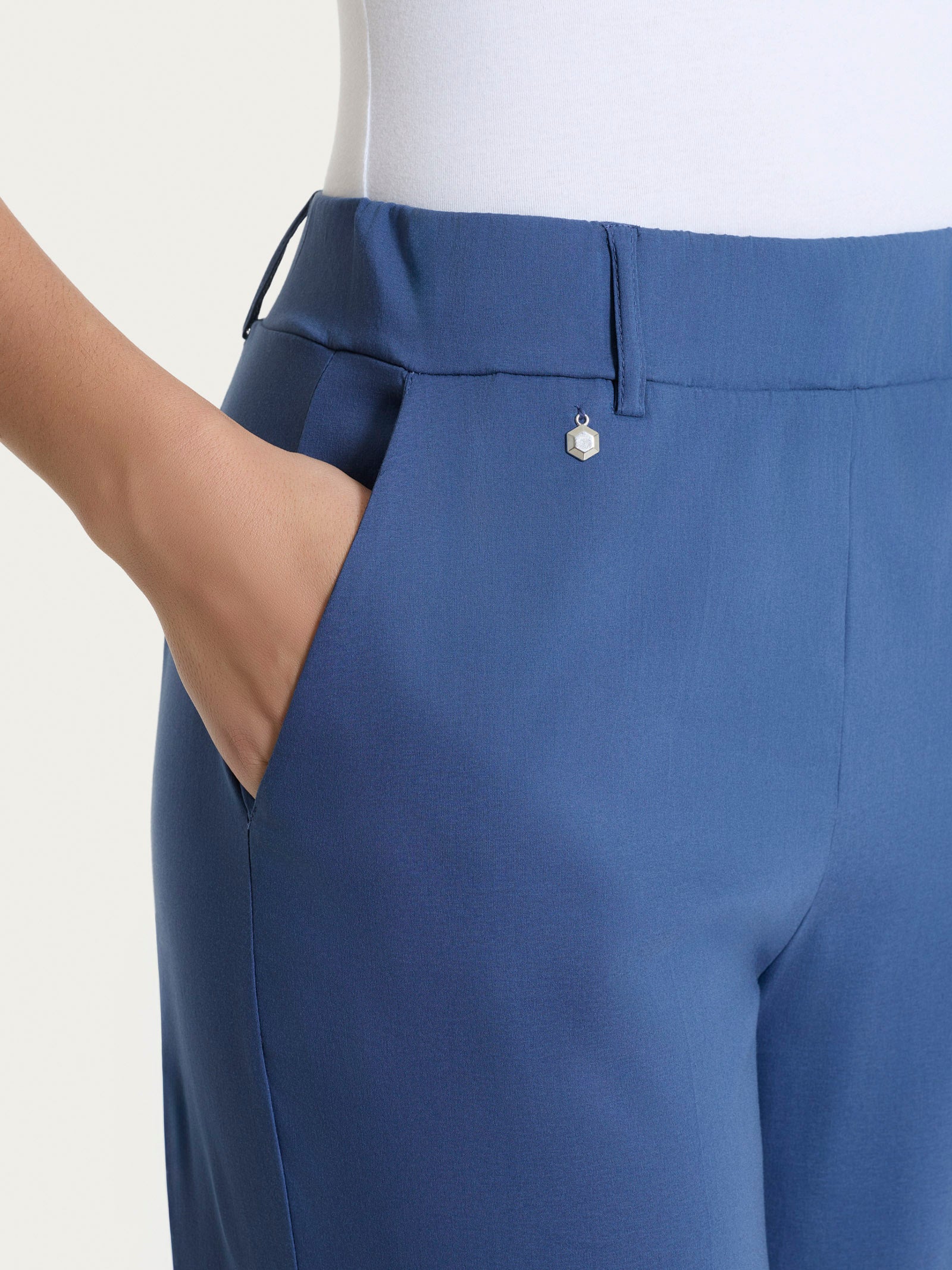 Ragno Super Fresh Pantalone Ampio con tasche e risvolto blu Oceana fresco