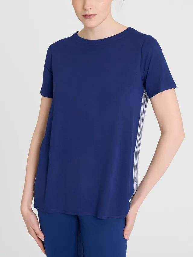 Ragno Viscosa Summer Maglietta Retro Stripes Blu Blueberry