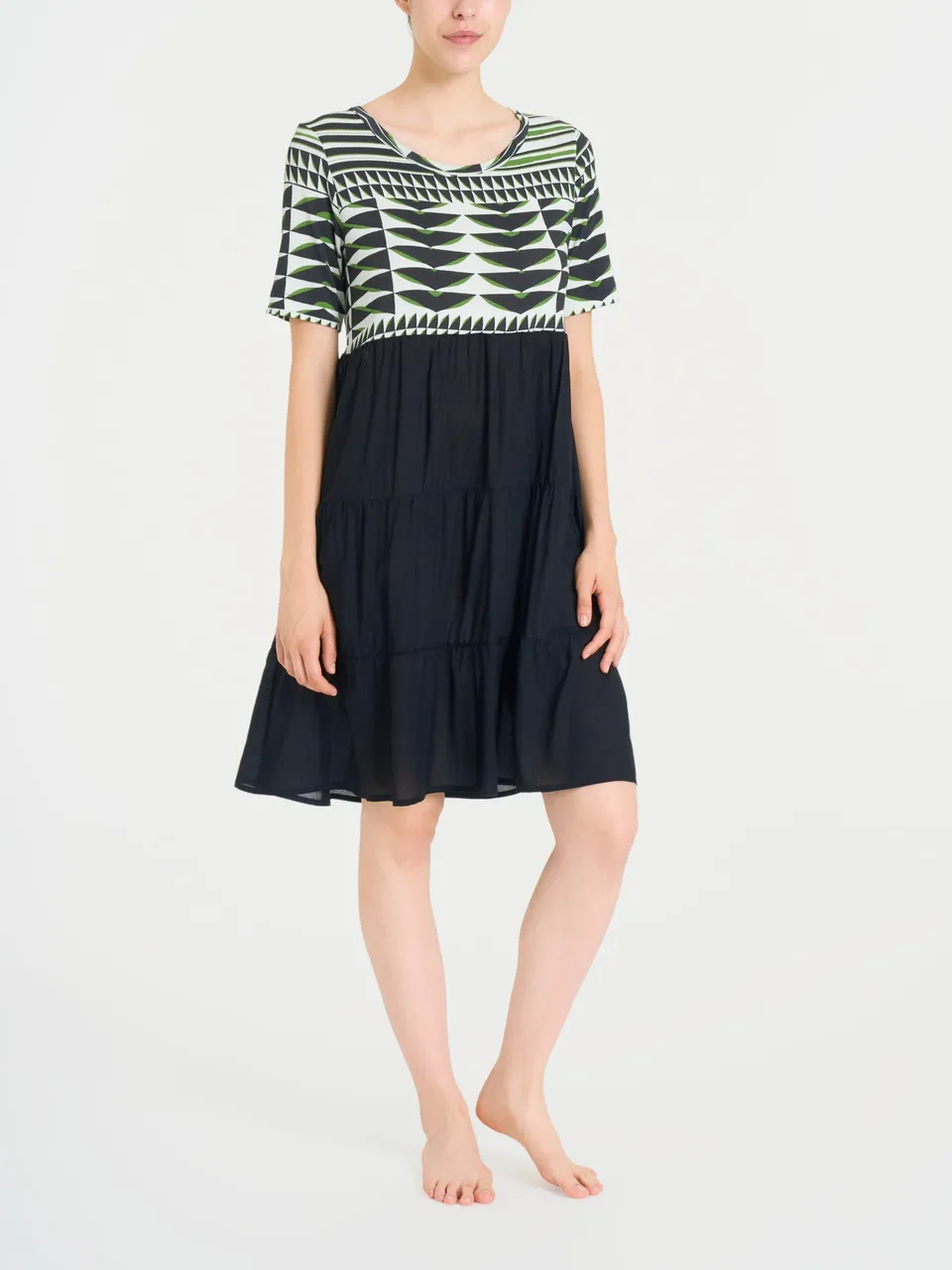 Ragno Viscosa Summer Vestito Balze Verde Fluido