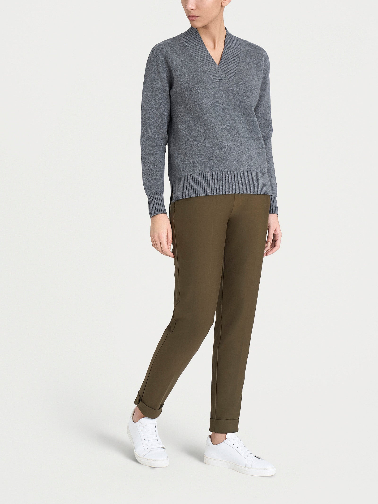 Ragno Super Soft Maglia Scollo V Donna Asimmetrica Ferro