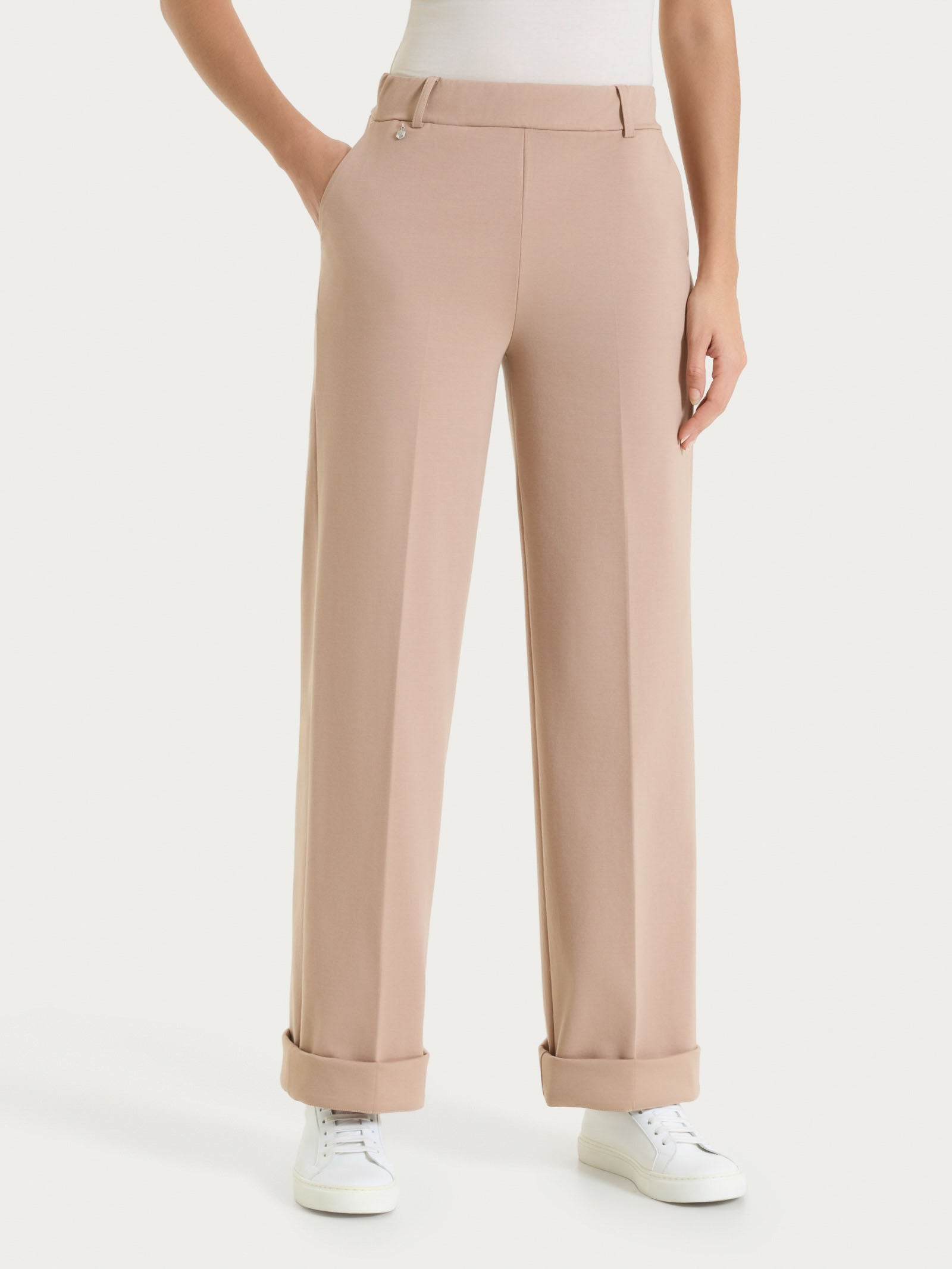 Ragno Compact Light Pantalone ampio Warm Taupe misto cotone