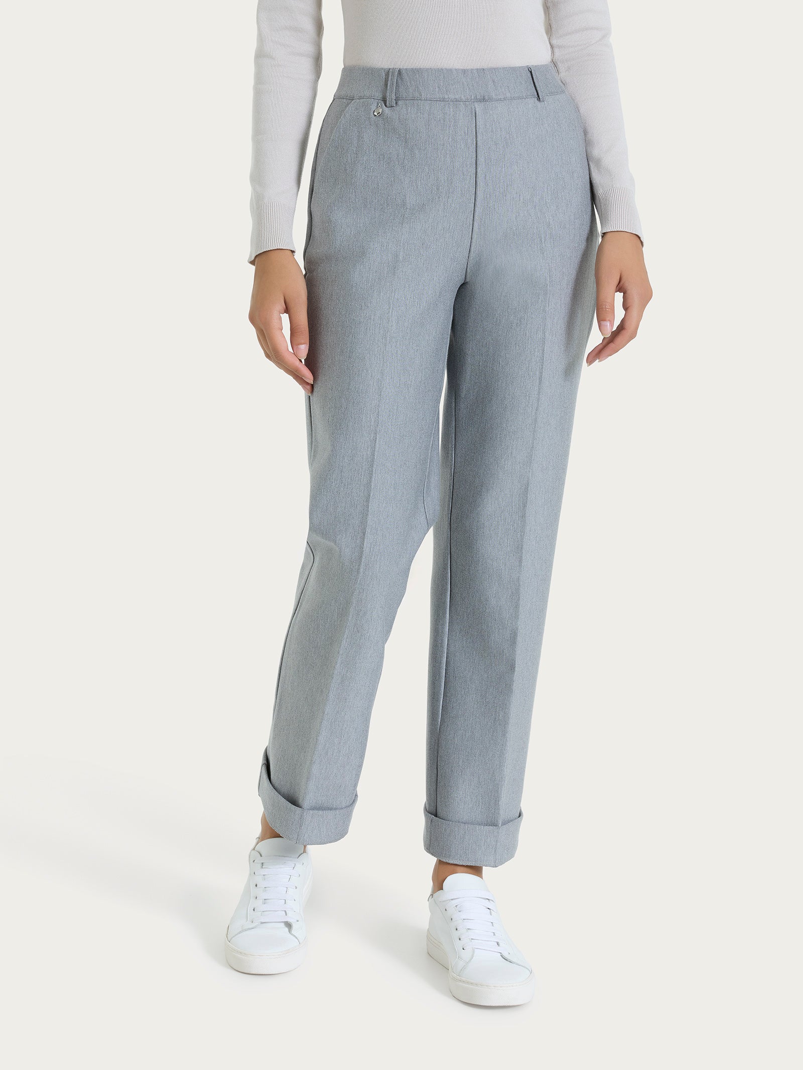 Ragno Compact The Wide Leg pantalone grigio tasche