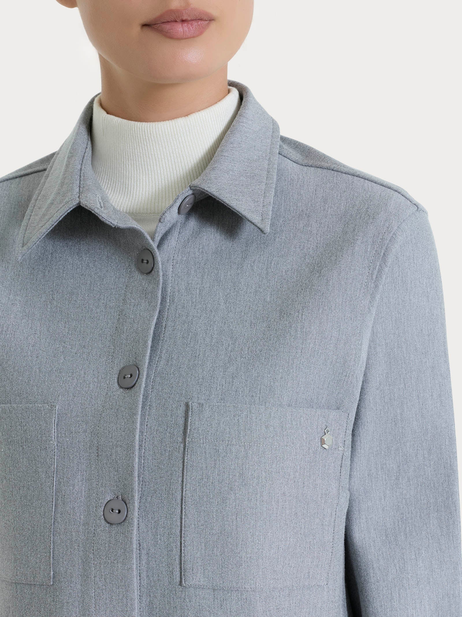 Ragno Compact Giacca Shacket Grigio Mel. Manica Lunga