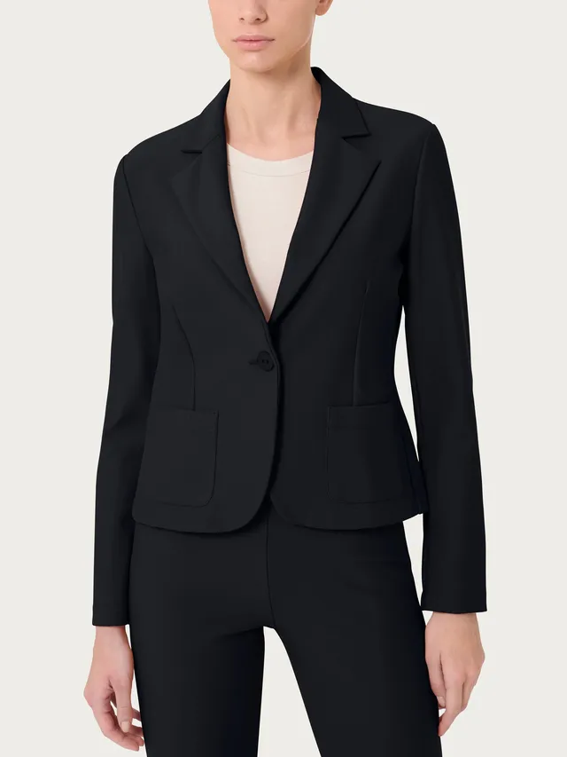 Ragno Compact blazer corto donna 1 bottone nero vestibilità regular