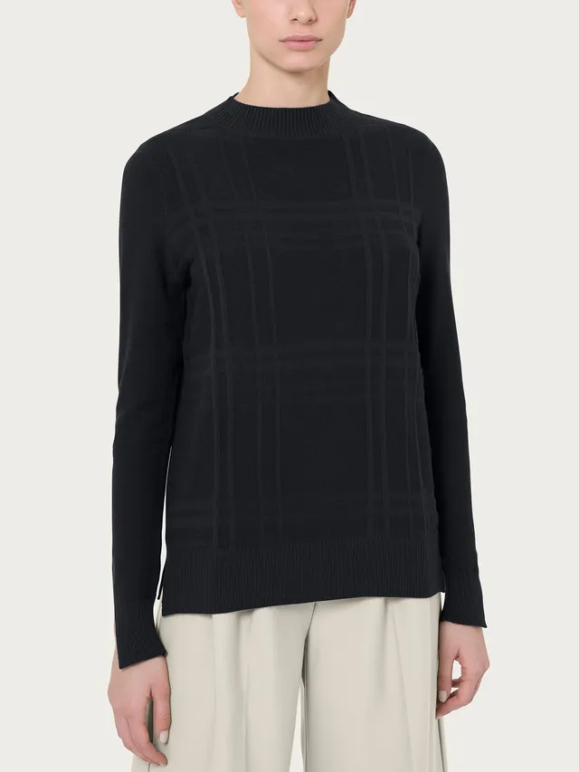 Ragno Super Soft Punto Riso Tartan maglia nero viscosa