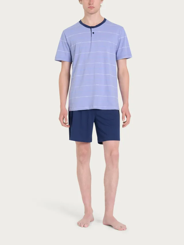 Ragno Jersey Cotone pigiama corto serafino uomo Purple Nodi