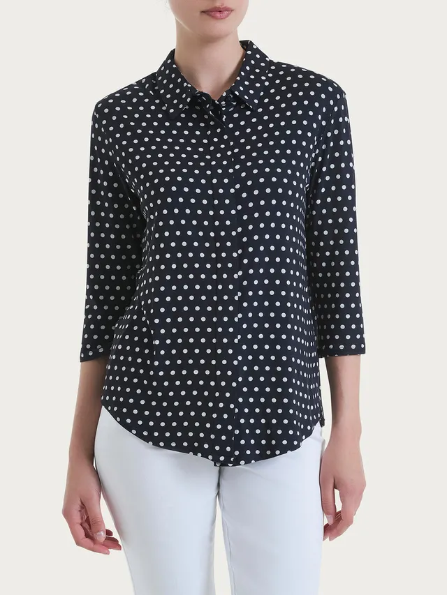 Ragno Viscosa Summer Camicia Donna Pois Blu