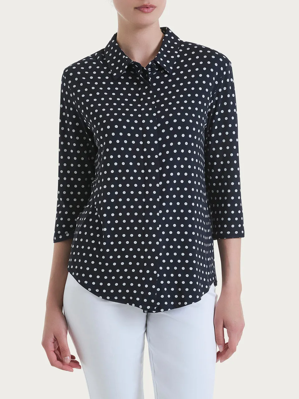 Ragno Viscosa Summer Camicia Donna Pois Blu