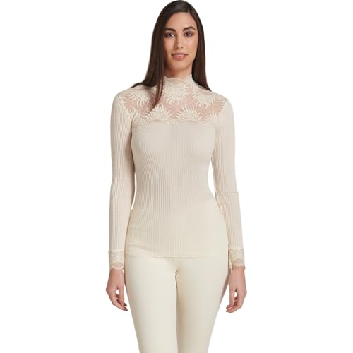 Lady C Plisse EGI Collo Pizzo Dorato maglia nero manica lunga calda