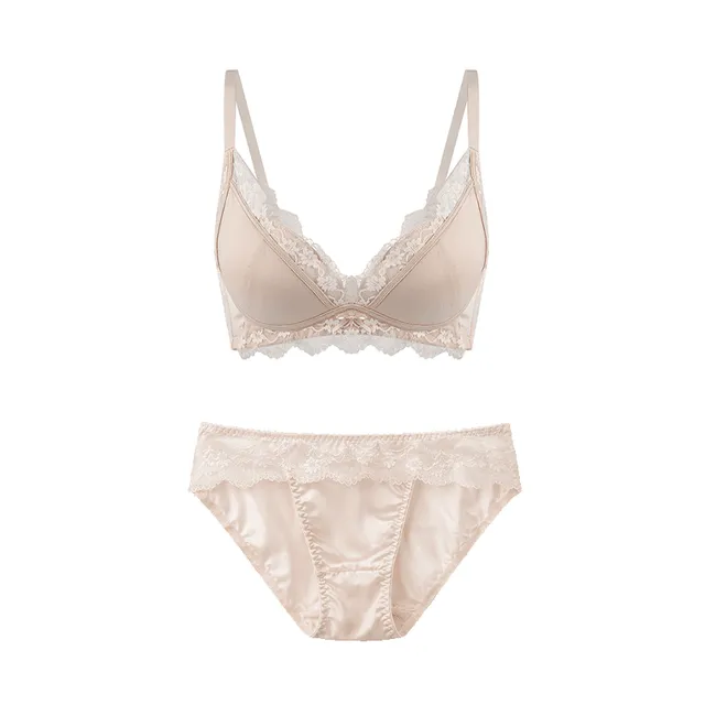 Maria Grazia Severi Champagne completo intimo pizzo champagne 2 pezzi