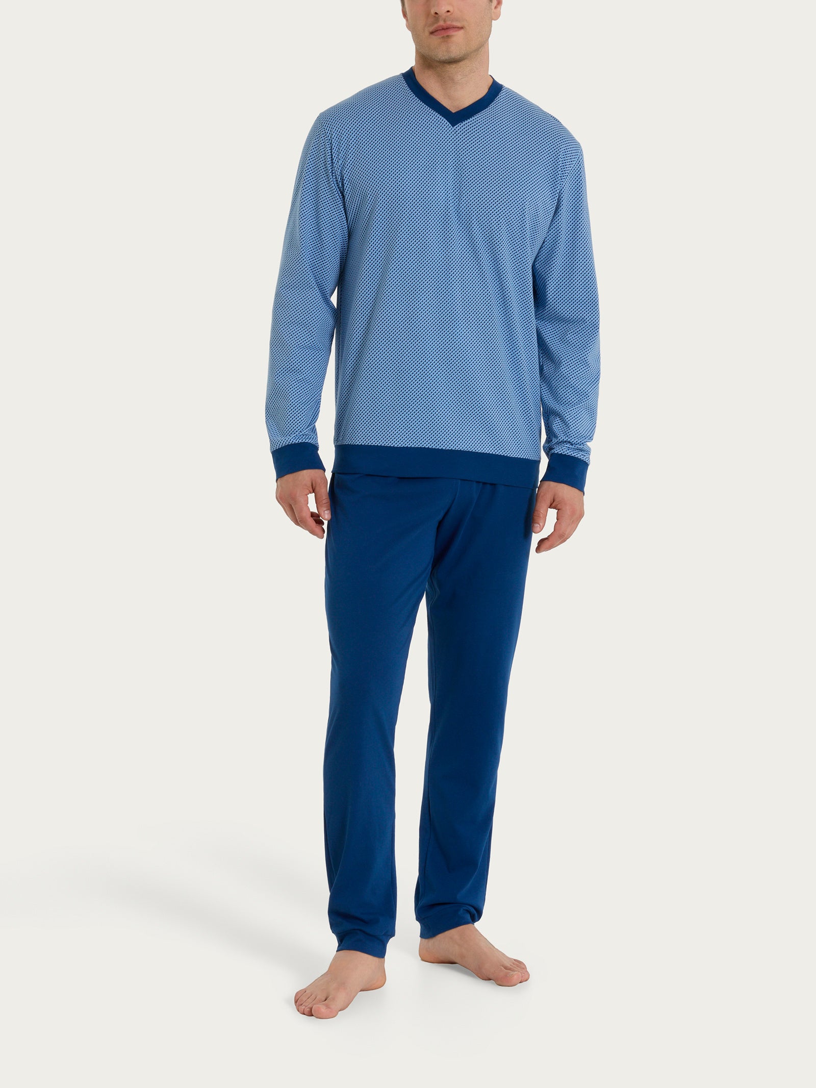 Ragno Jersey Cotone pigiama V Della Robbia Blue quadri