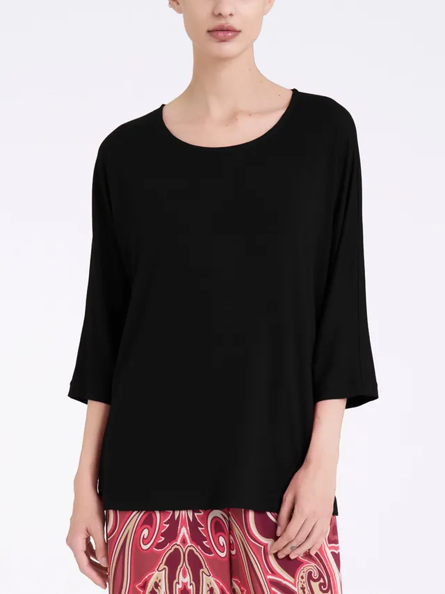 Ragno Viscosa Summer Maxi T-Shirt Manica 3/4 Nero