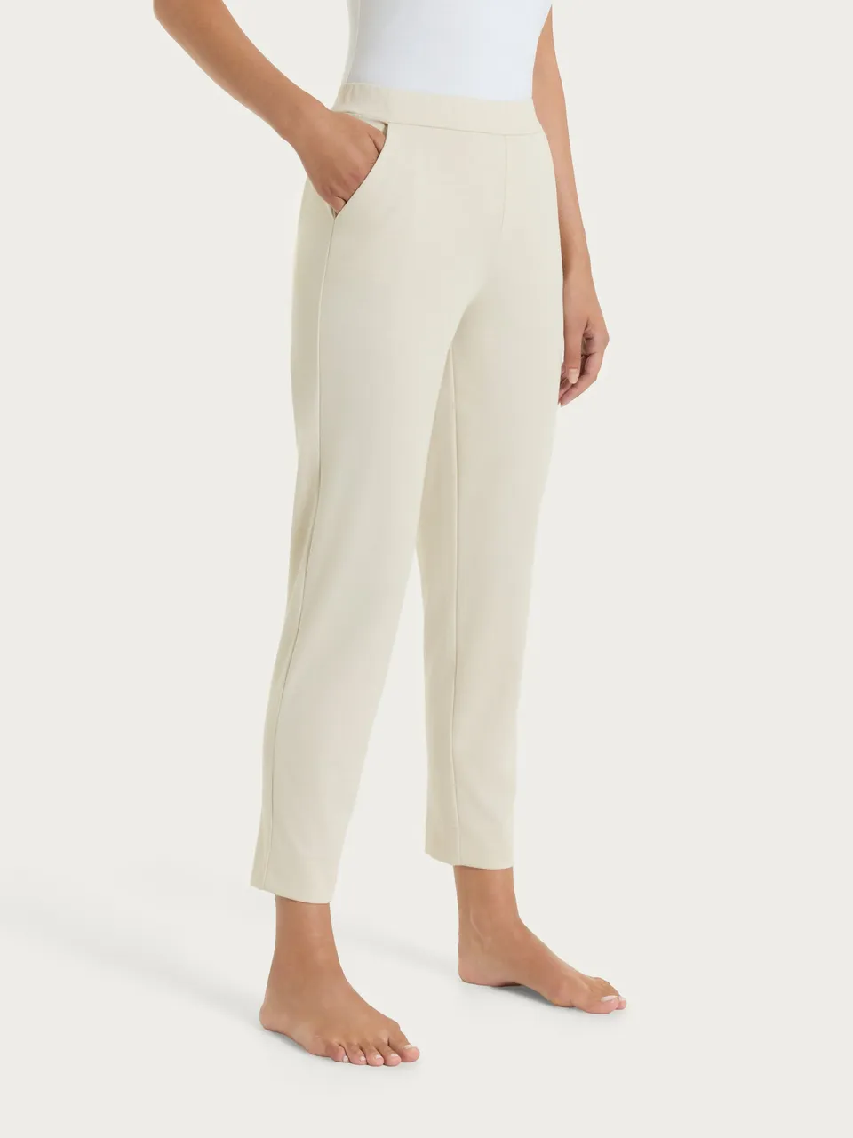 Ragno Jersey Cotone Pantalone Carota Tasche Champignon Cotone