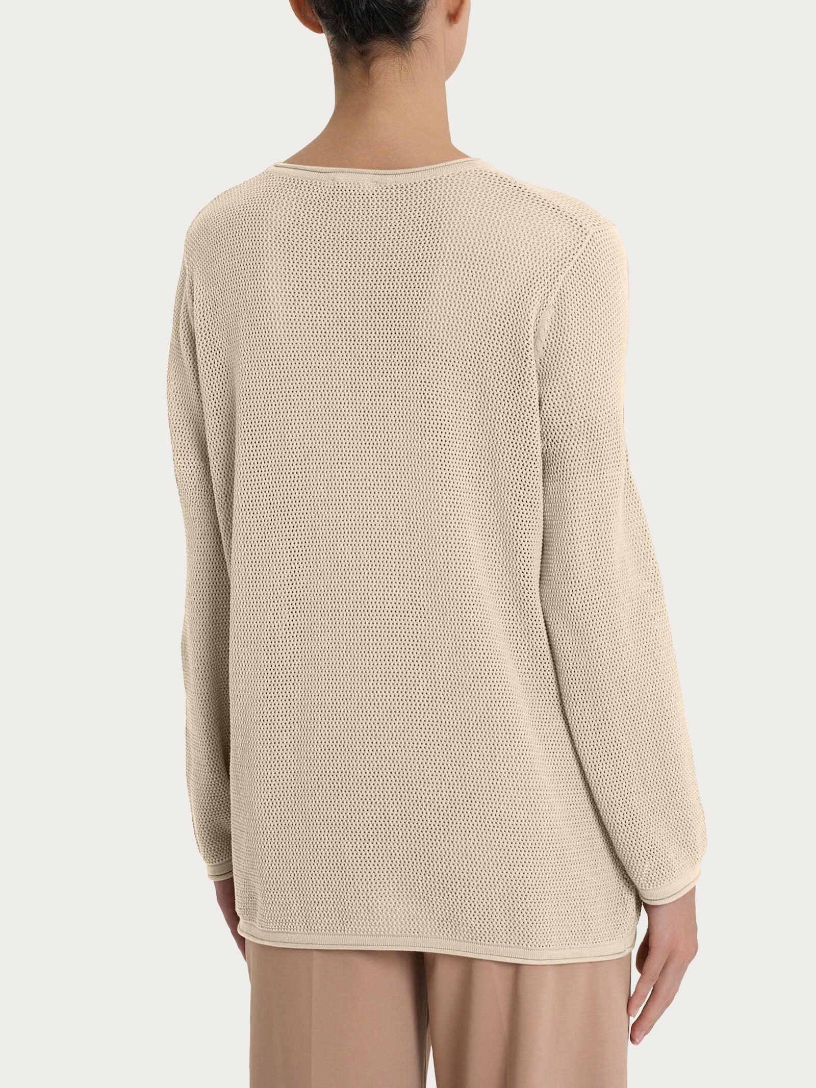 Ragno Puro Cotone Maglia Punto Rete Donna Wood Ash