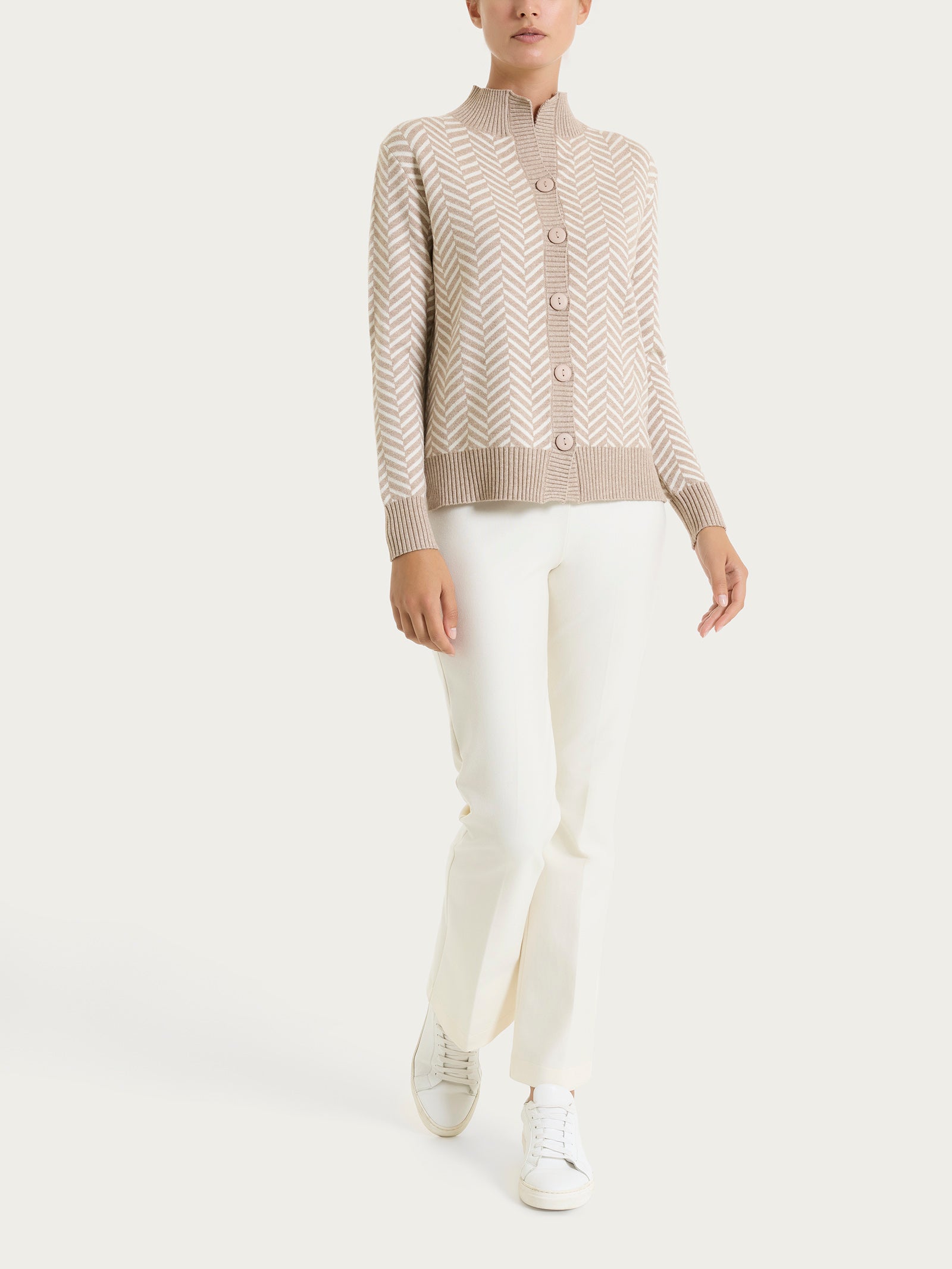 Ragno Super Soft Cardigan Corto Spigato Cammello Mel