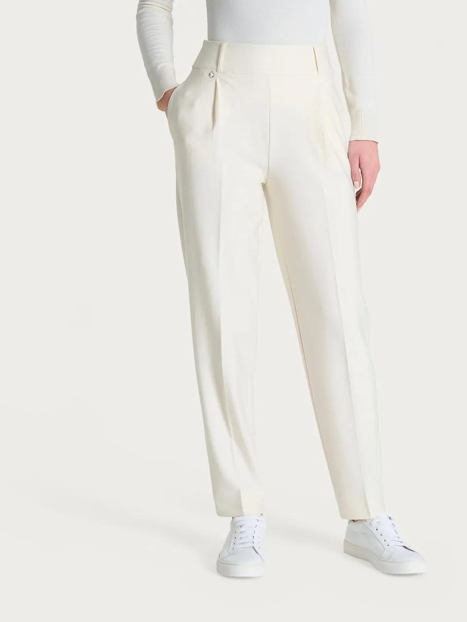 Ragno Gem pantalone carota tapered avorio elasticizzato