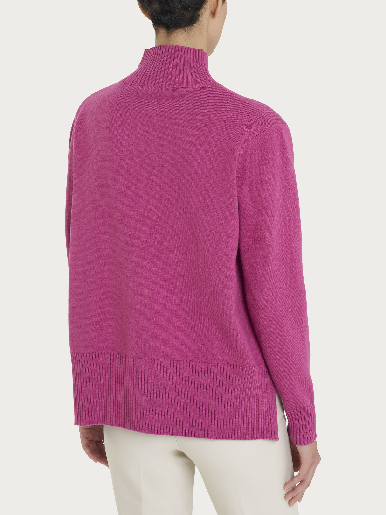 Ragno Super Soft Cardigan aperto bottoni Red Violet collo alto