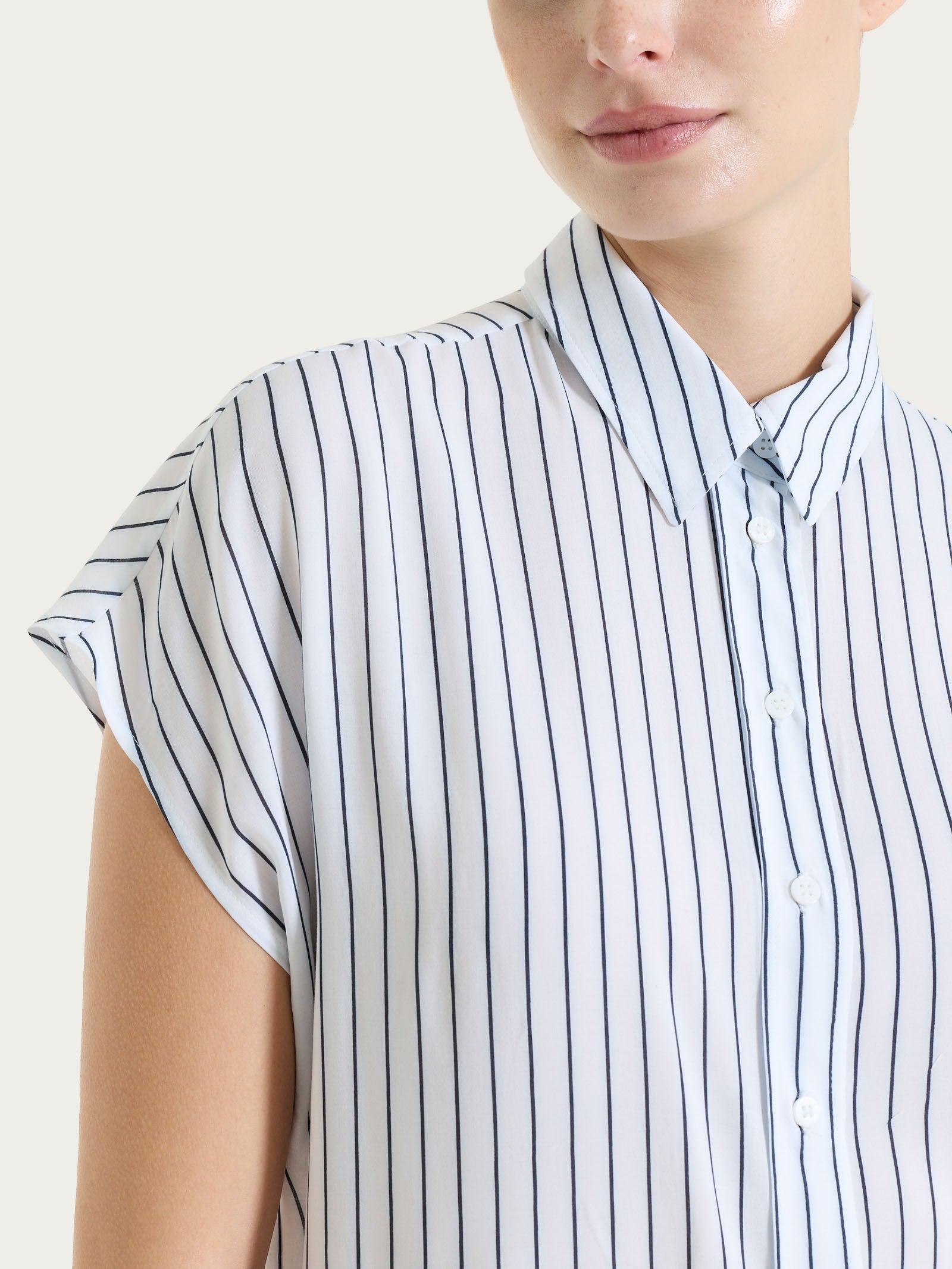 Ragno EcoSeta Camicia righe manica corta Bleu