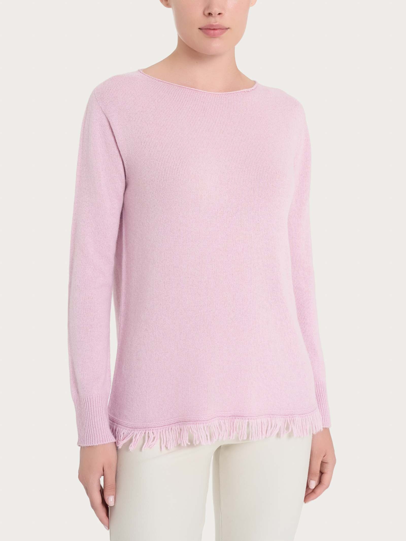 Ragno Merino Soft Maglia Girocollo con Frange Angora Viola