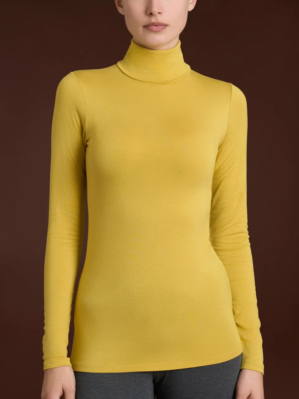 Ragno Eco Viscosa dolcevita donna Oil Yellow elasticizzata