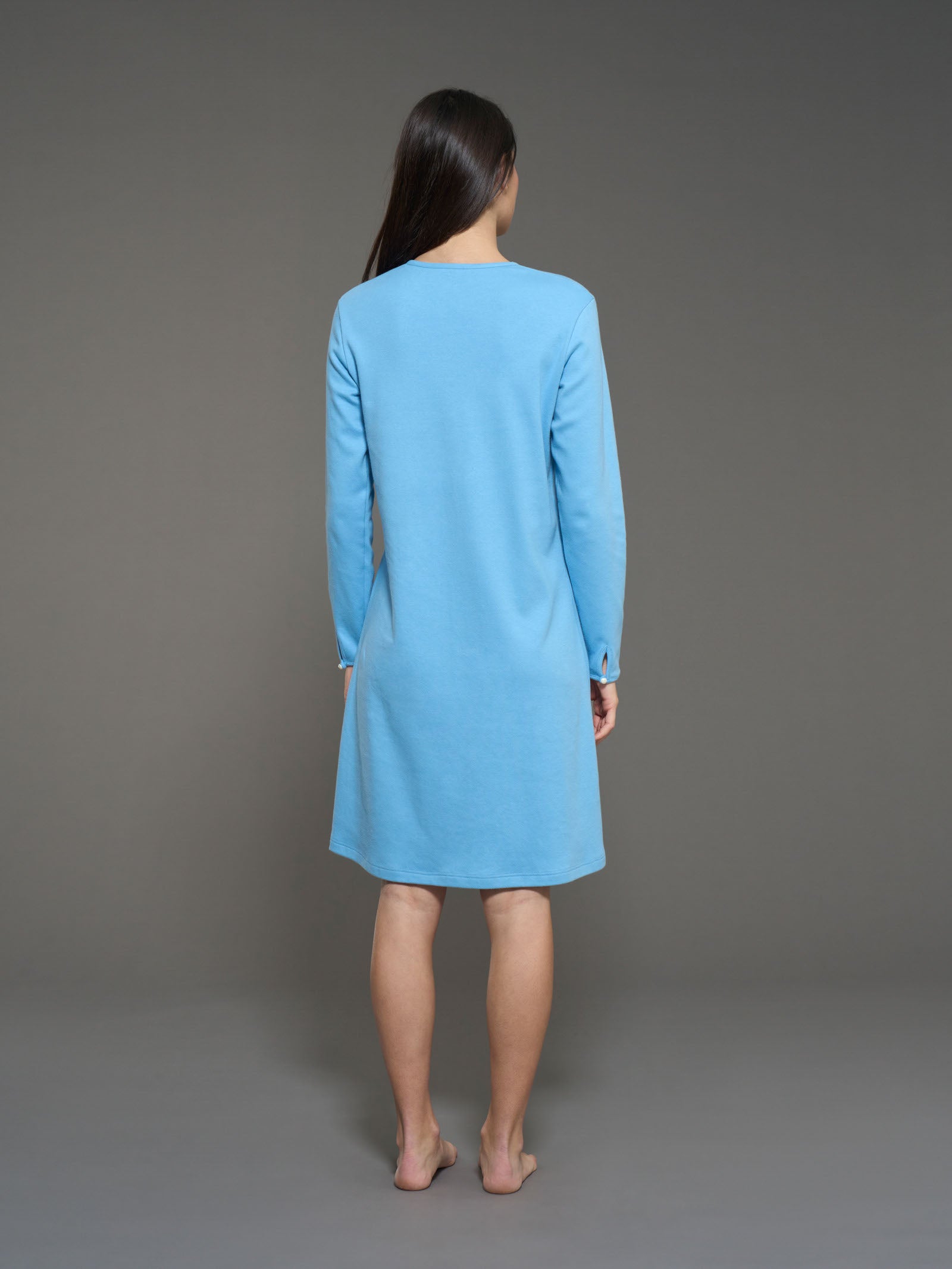 Ragno Camicia Notte cotone Dusk Blue collo serafino