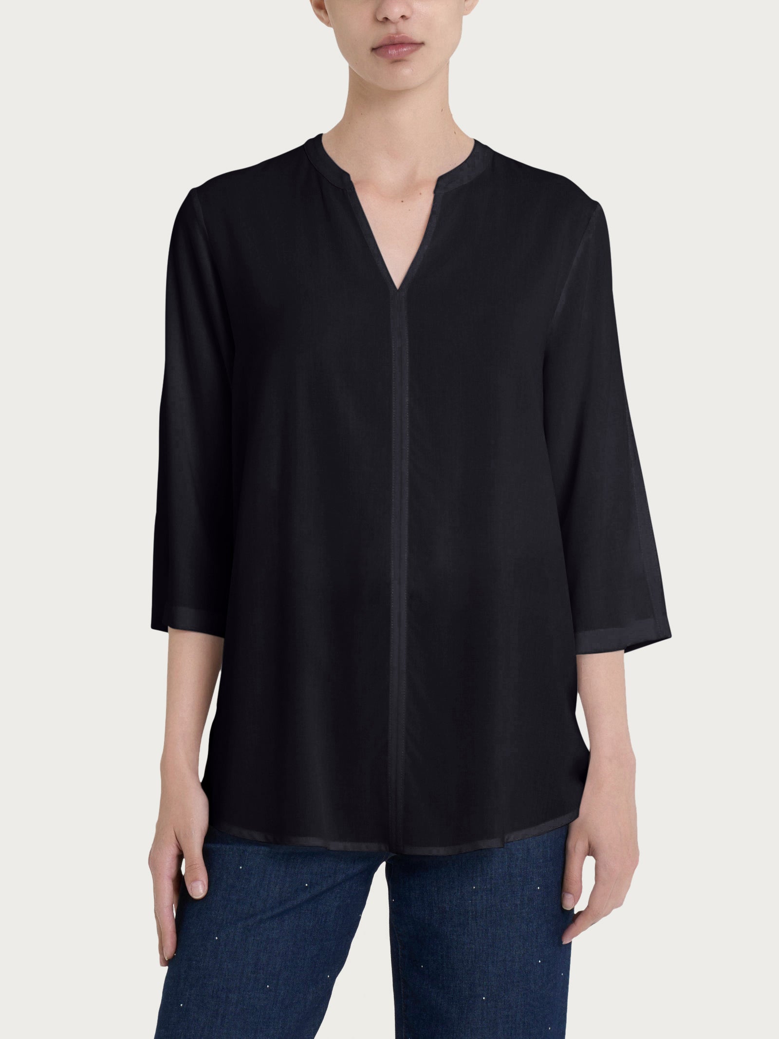 Ragno blusa coreana manica 3/4 ecoseta nero