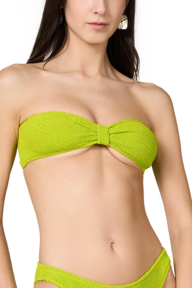Goldenpoint Crinkle top bikini fascia fluo arricciato nodo