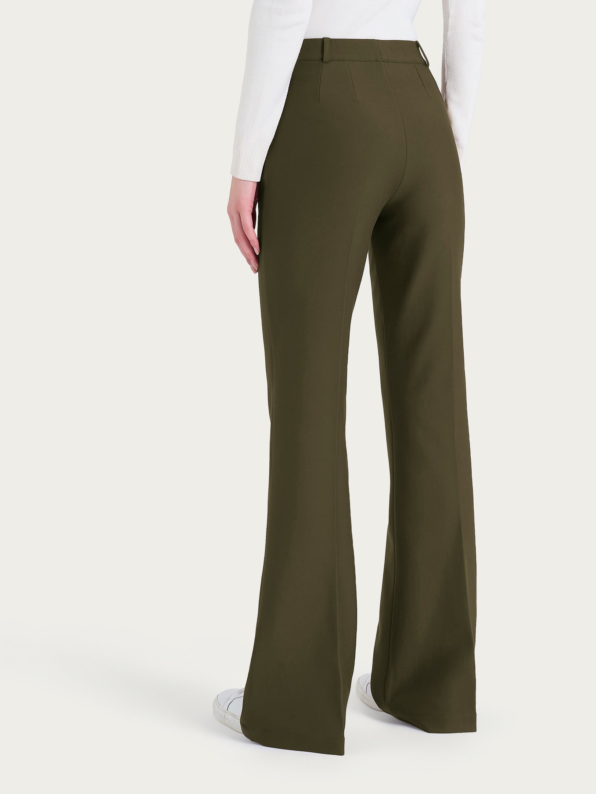 Ragno Compact pantalone flare lungo Dark Olive con tasche