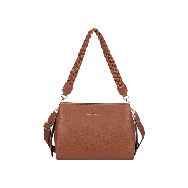 Maria Grazia Severi borsa tracolla pelle martellata manico intrecciato
