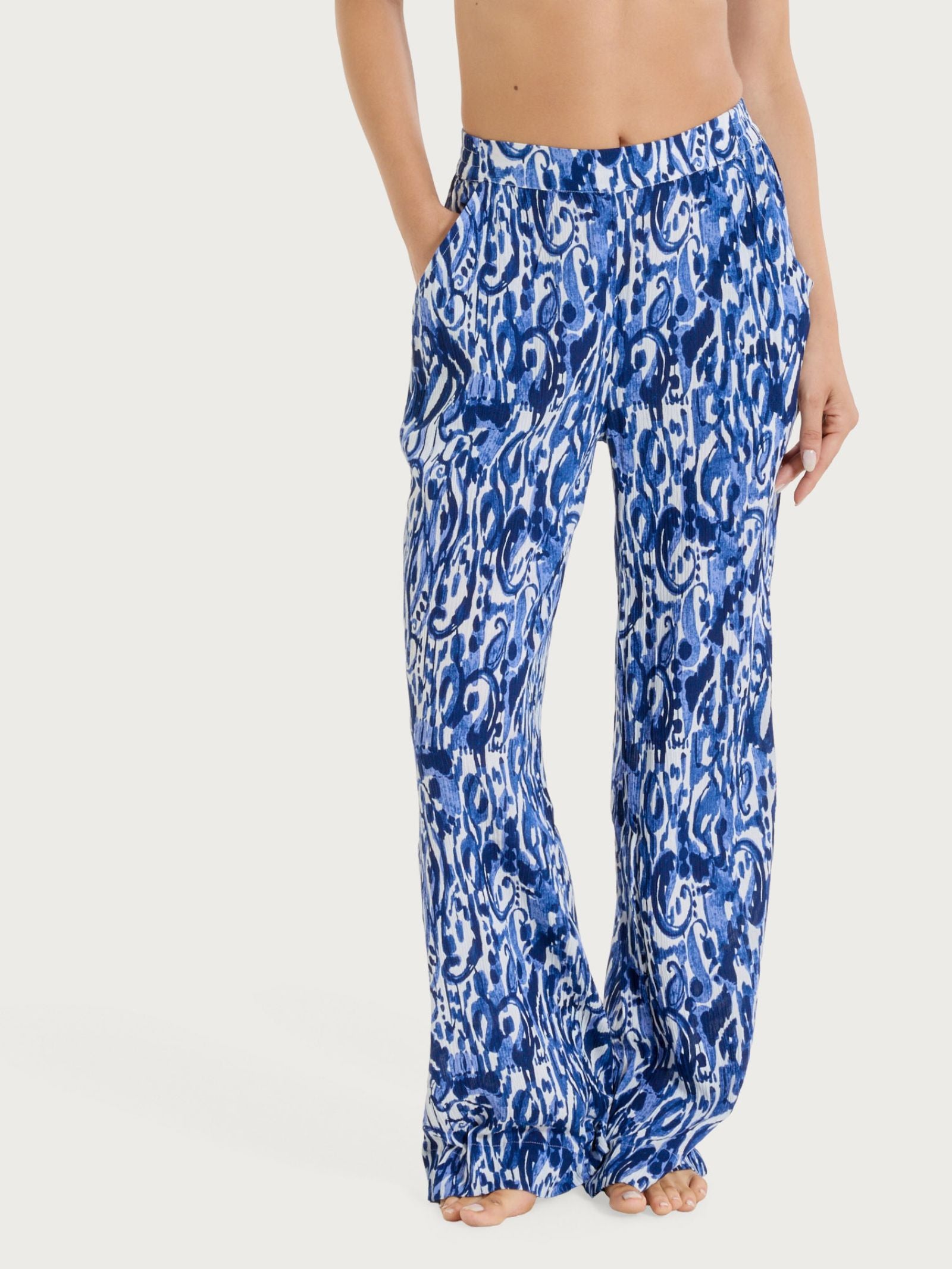 Ragno Crêpe pantalone ampio Fant. Oceana viscosa beachwear