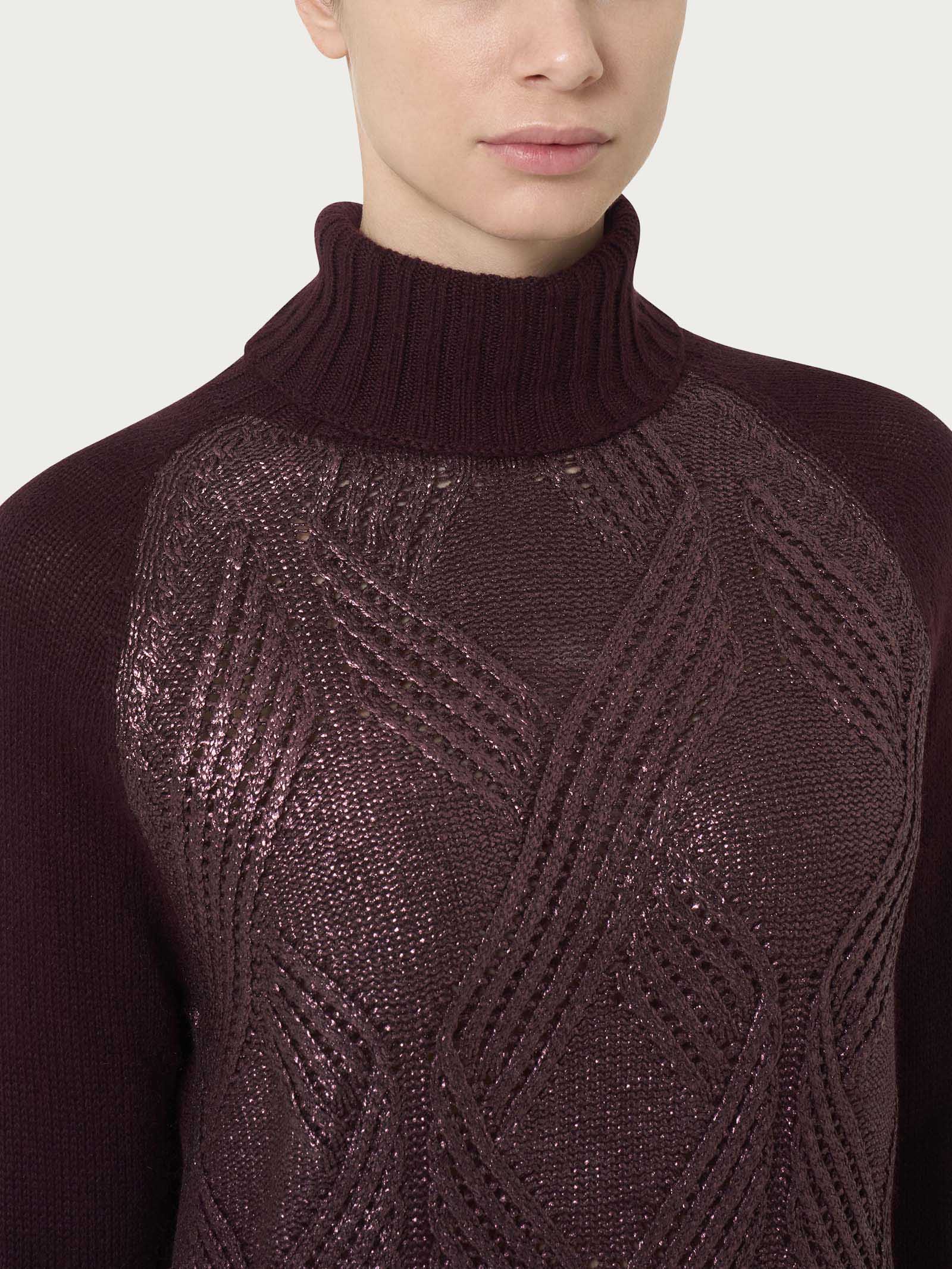 Ragno SL Misto Angora Dolcevita Maglia Plum Perfect