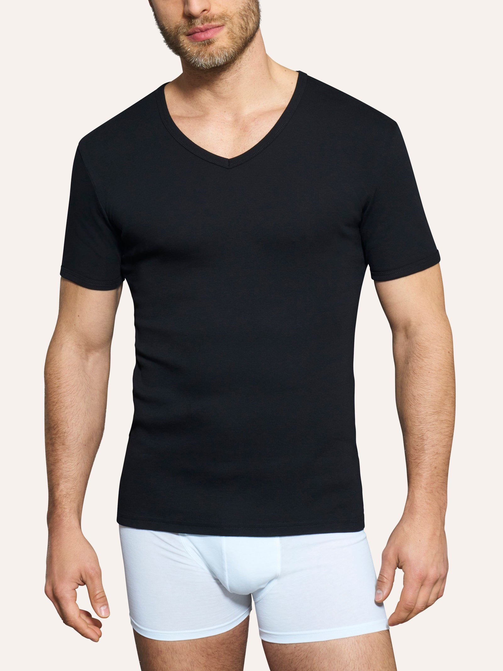 Ragno Thermo Cotton Scollo a V Maglietta Nero caldo cotone