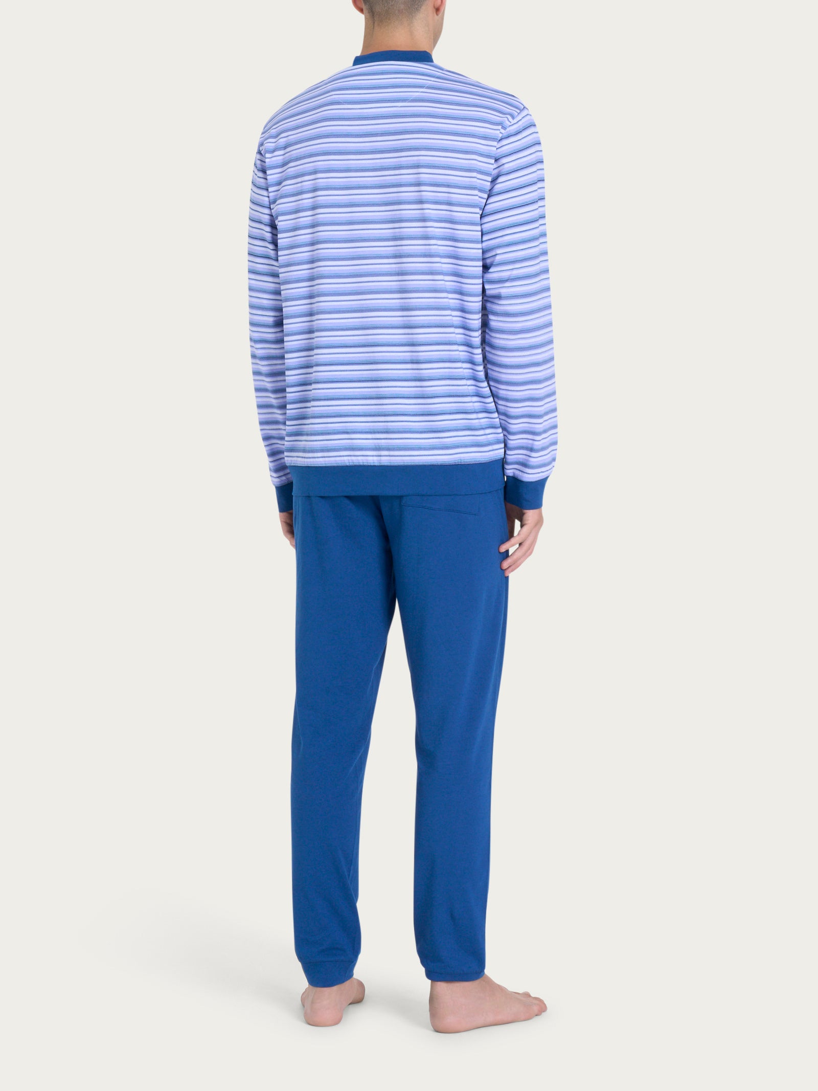 Ragno Jersey di Cotone pigiama lungo uomo righe Navy Peony