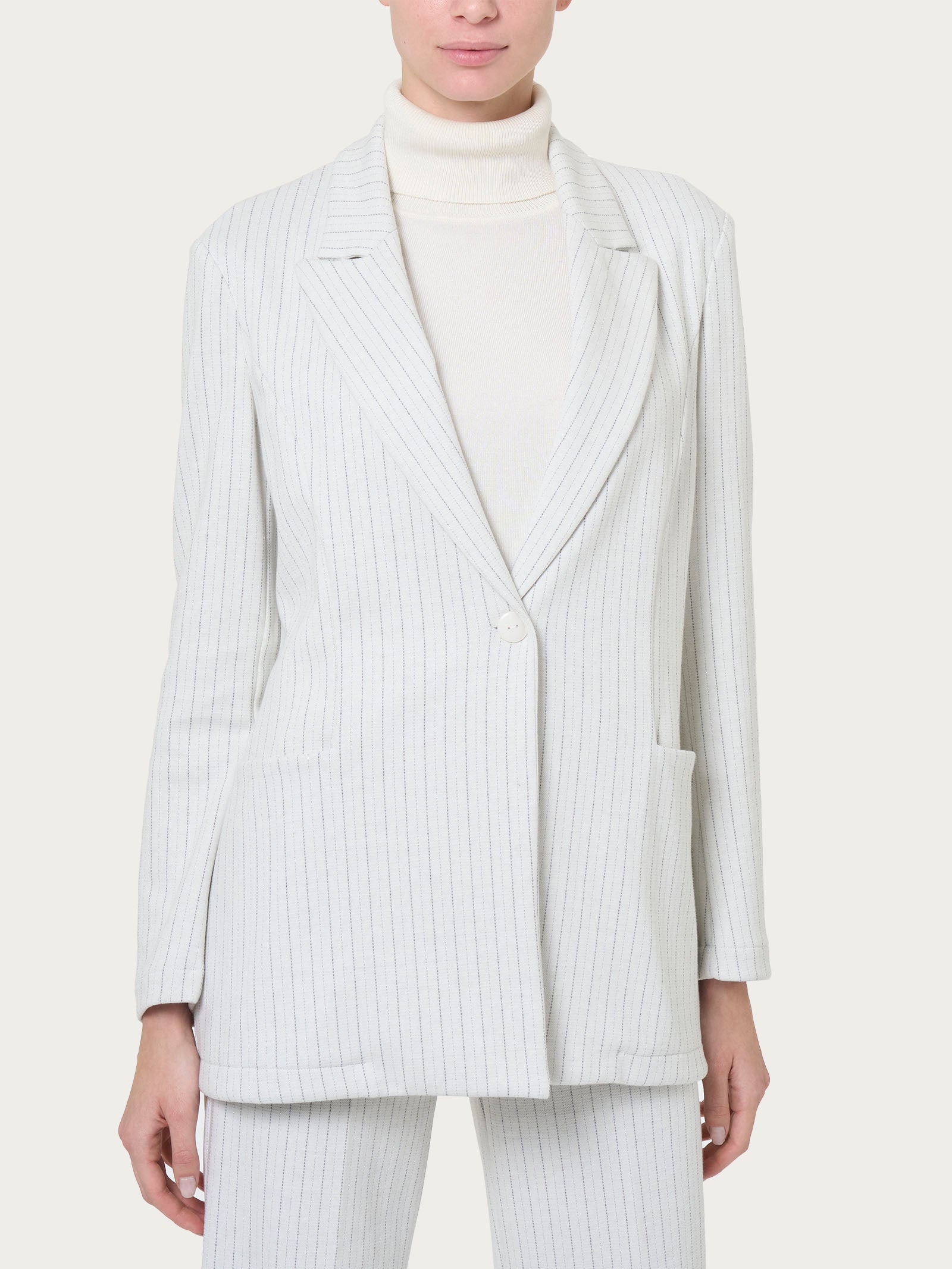 Ragno Compact Blazer donna Fant.Argento Mel. gessato