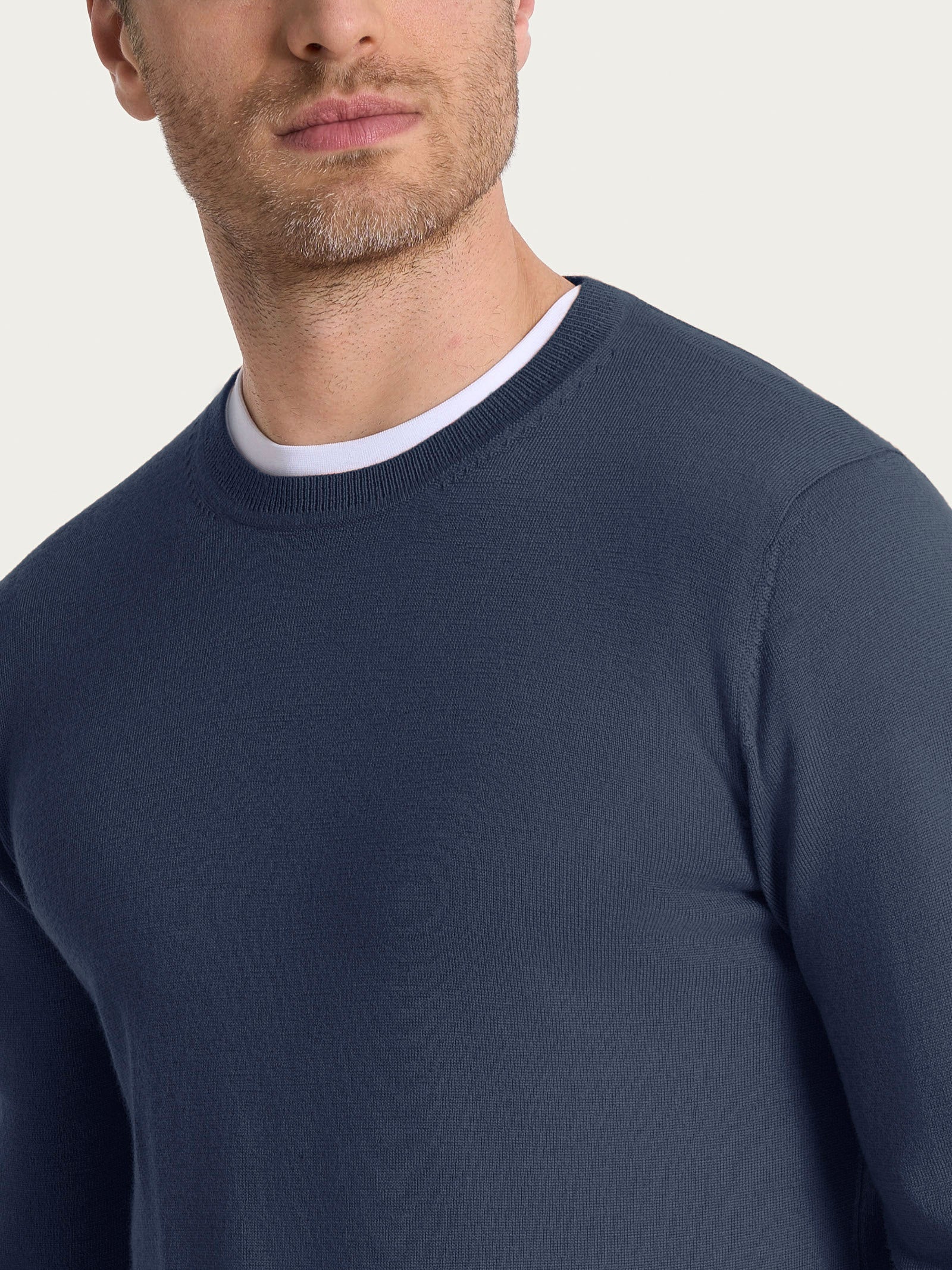 Ragno Merino Soft pull girocollo indigo uomo lana