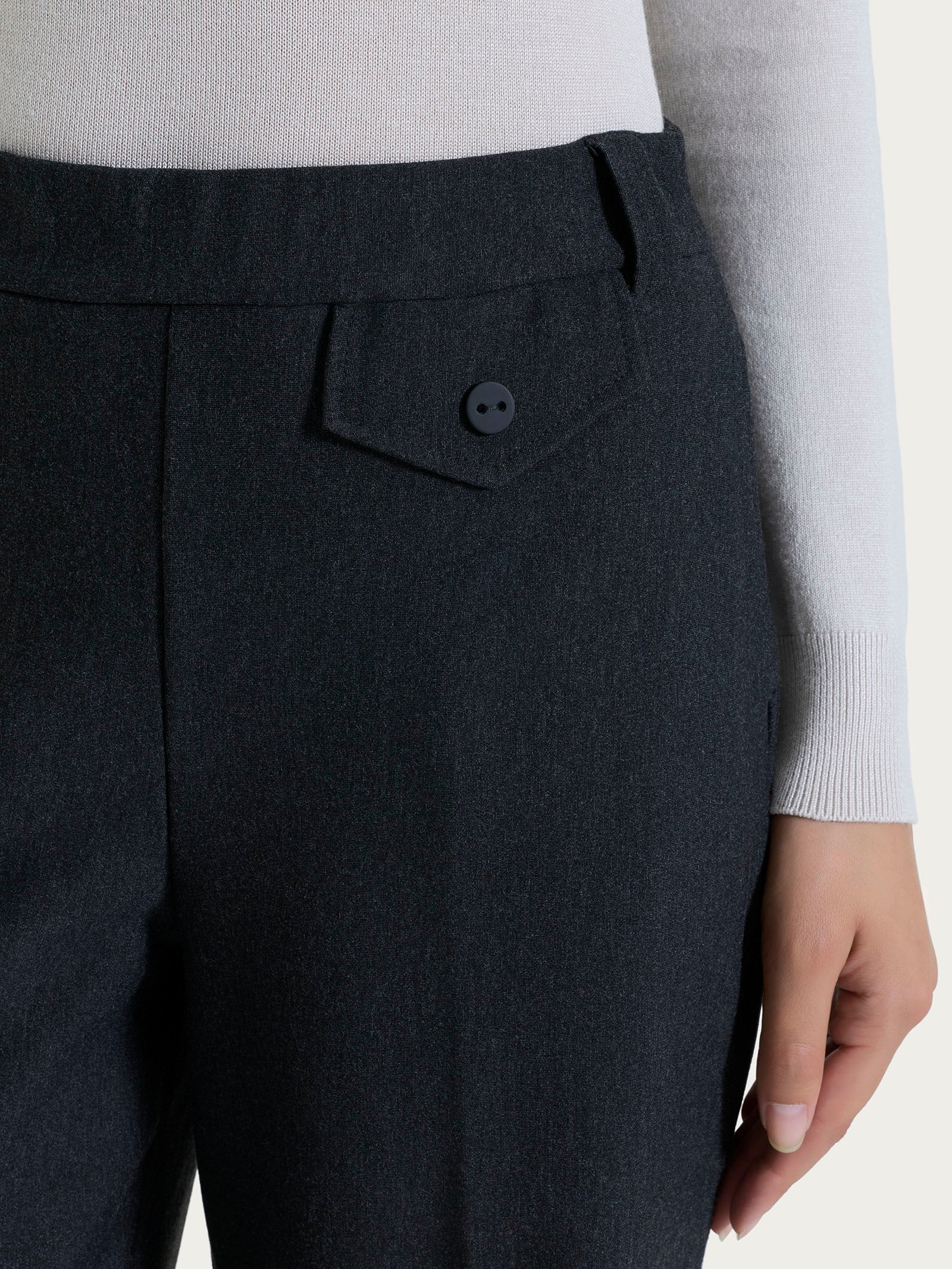 Ragno Compact The Wide Leg pantalone ampio nero Oscuro Mel.