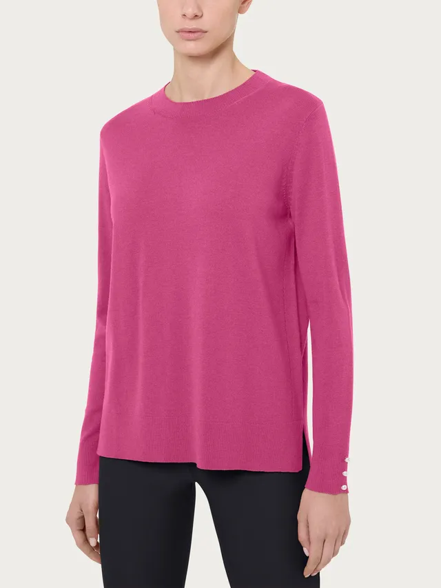 Ragno Merino Soft Maglia Donna Red Violet girocollo perline