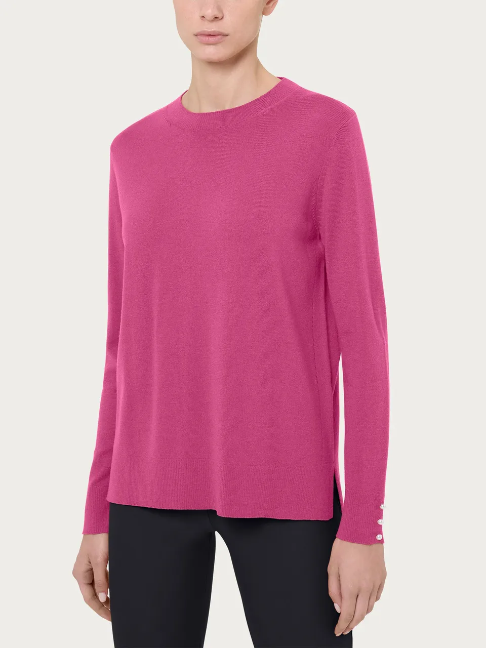Ragno Merino Soft Maglia Donna Red Violet girocollo perline