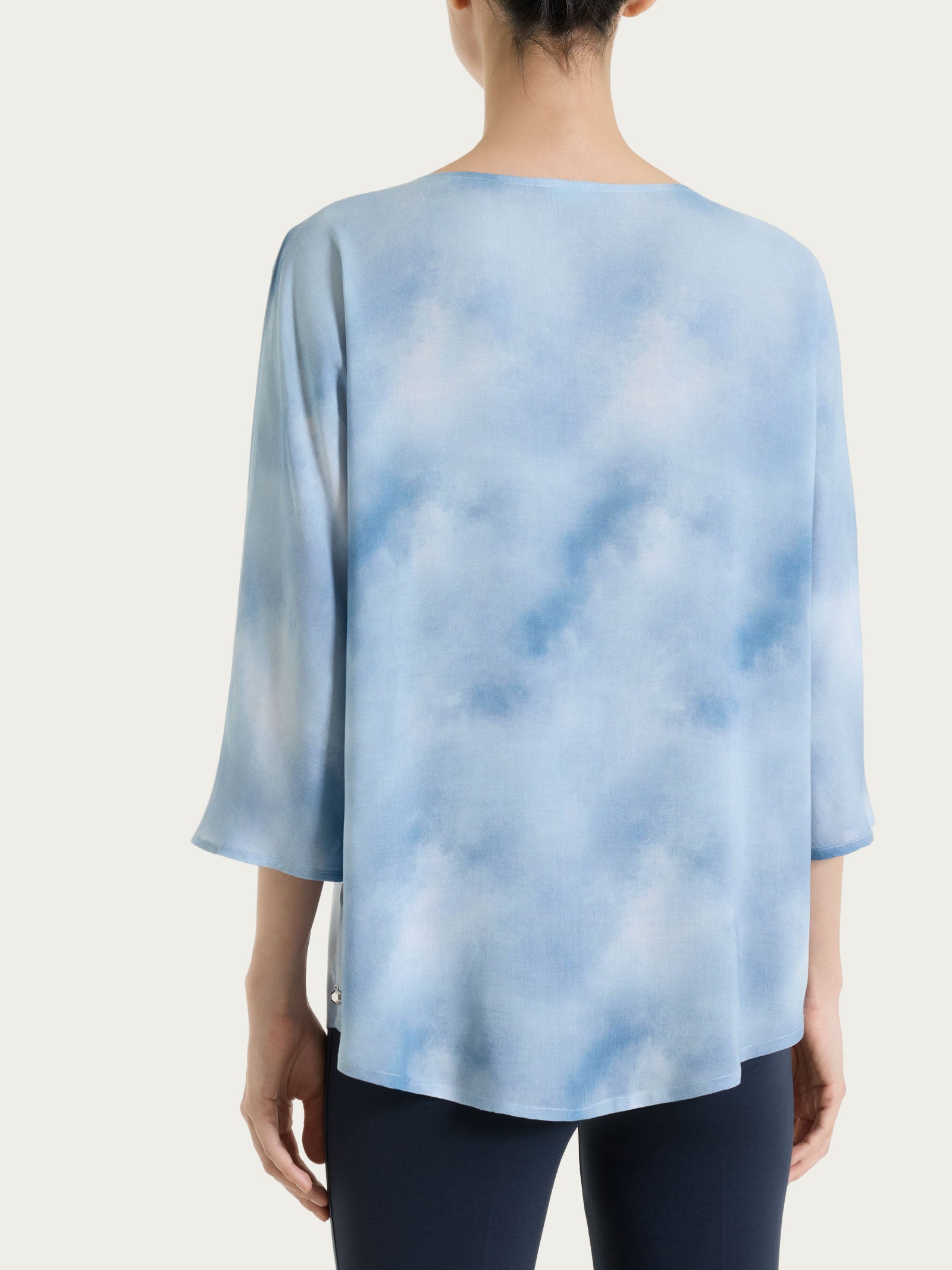 Ragno EcoSeta Blusa 3/4 viscosa Blue Fog manica kimono