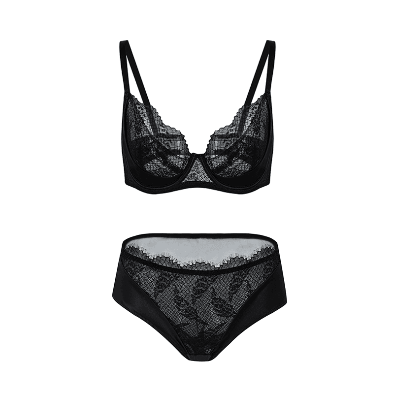 Maria Grazia Severi Midnight Floral Lace set intimo nero in pizzo