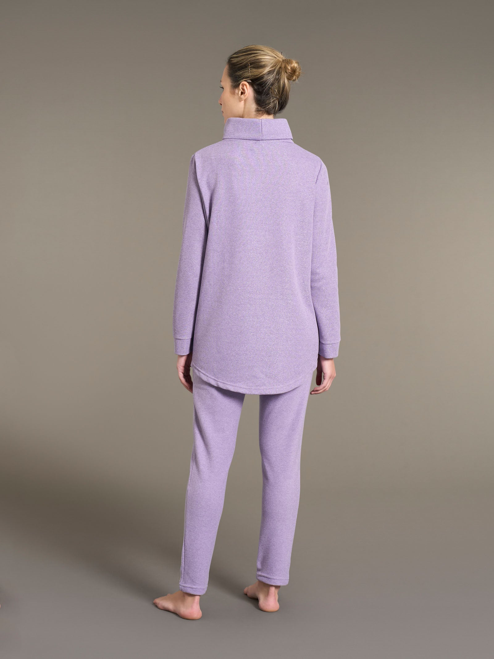 Ragno Sweet Emotion pigiama lungo pile lurex Lilla