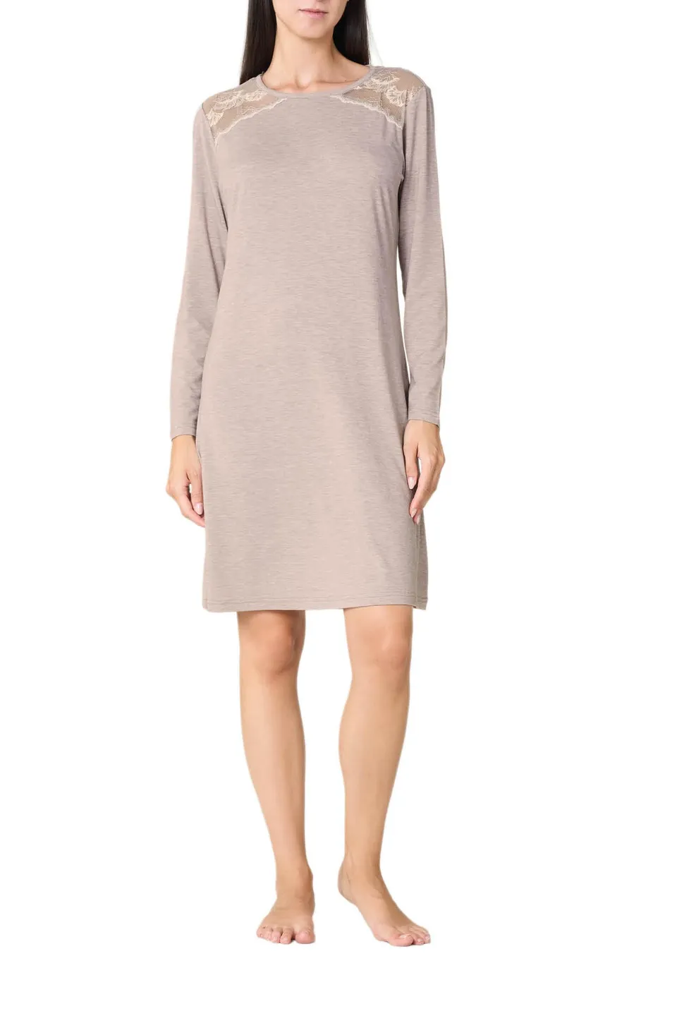 Goldenpoint Camicia da Notte Lunga con Pizzo Morbida