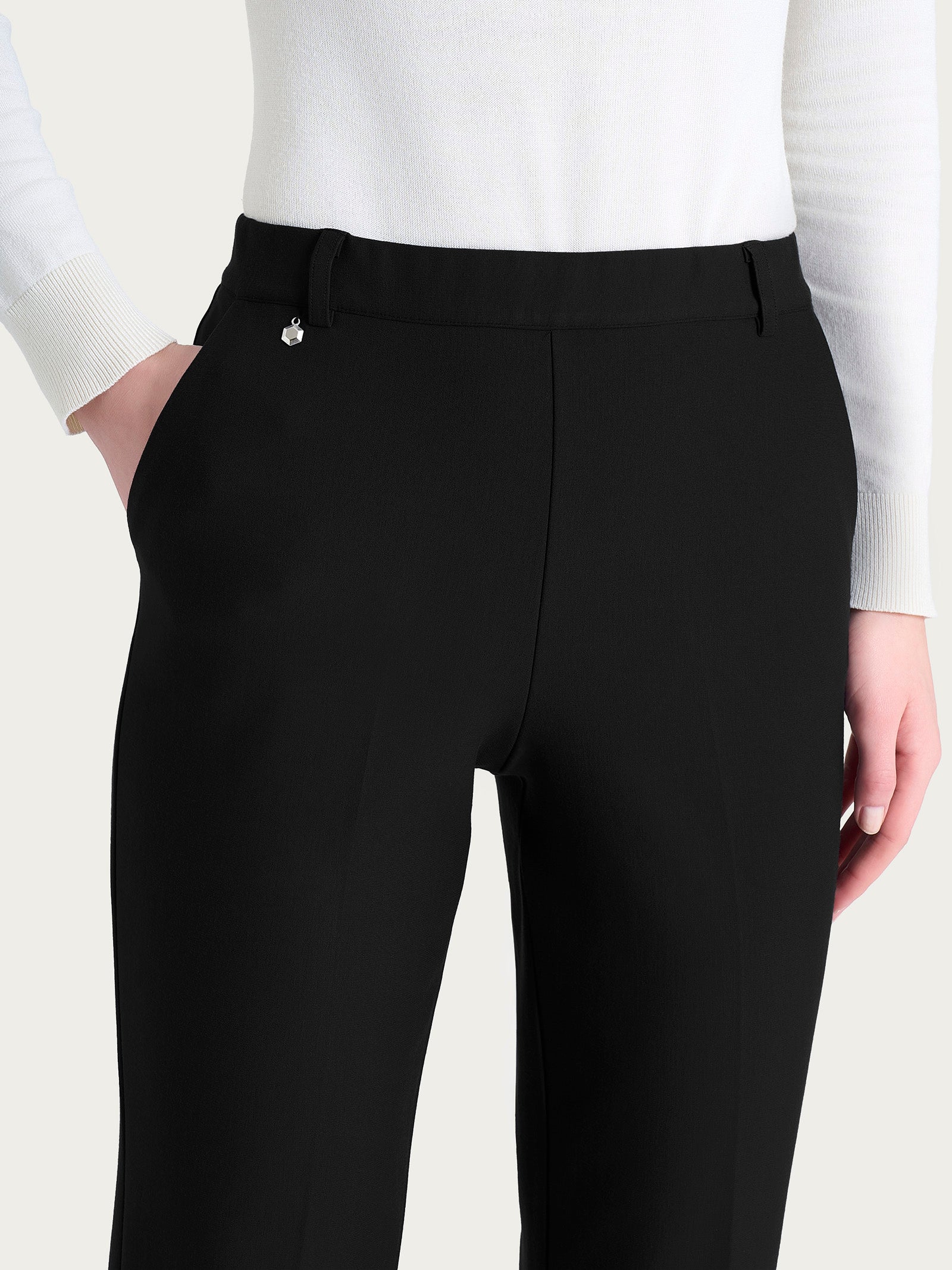 Ragno Compact pantalone ampio tasche nero gamba larga