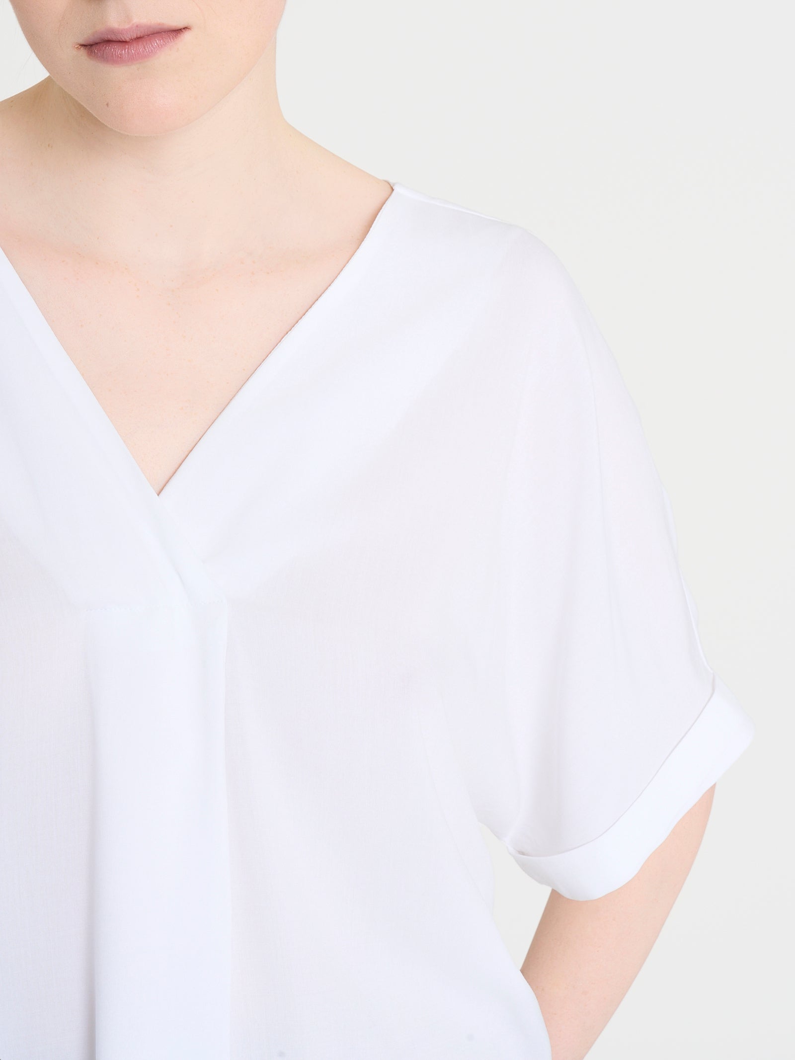 Ragno EcoSeta Blusa scollo V camicia bianco viscosa